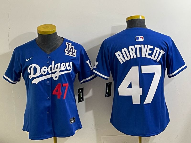 Youth 2025 Los Angeles Dodgers #47 Rortvedt Blue Game Nike MLB Jersey style 003